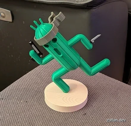A 3D printed Cactuar with Metal Gear Solid inspired accessories.