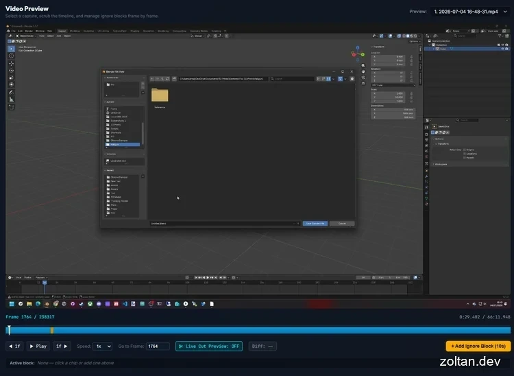 Video editing software interface displaying a timeline and workspace for video preview and management.
