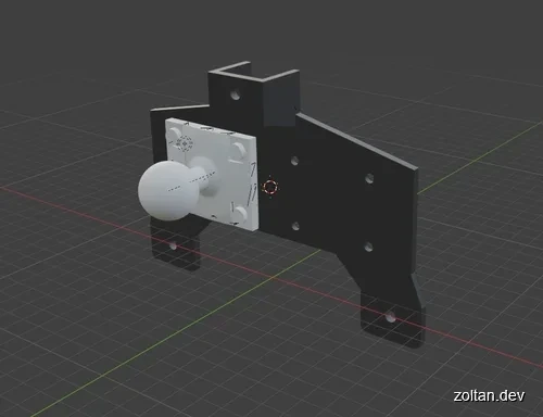 3D rendering of an adapter designed to connect RAM mounts to a car dashboard.